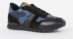 Valentino Rockrunner sneaker van leer met suède details - Blauw