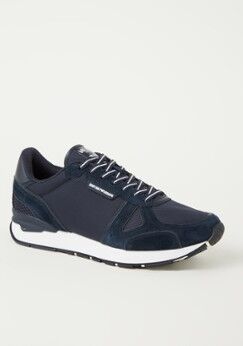 Emporio Armani Sneaker met suède details - Donkerblauw