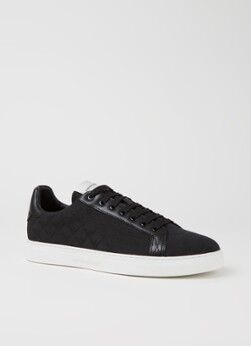 Emporio Armani Sneaker van leer met logoprint - Zwart