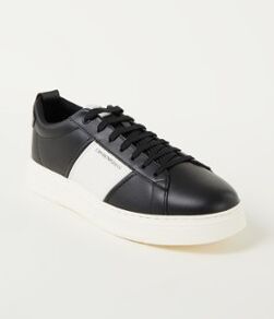 Emporio Armani Sneaker van leer met mesh details - Zwart