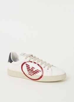 Emporio Armani Sneaker van leer met logo - Gebroken wit