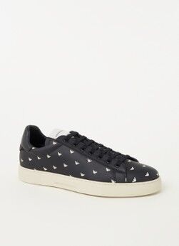 Emporio Armani Sneaker van leer met logoprint - Zwart