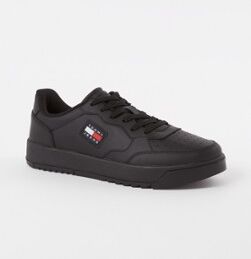 Tommy Hilfiger Sneaker van leer met logo - Zwart