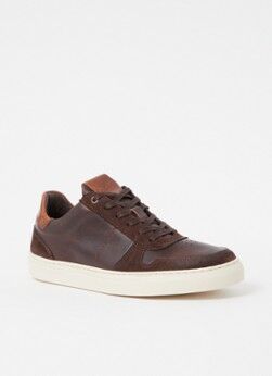 Dune London Tundra sneaker van leer - Donkerbruin