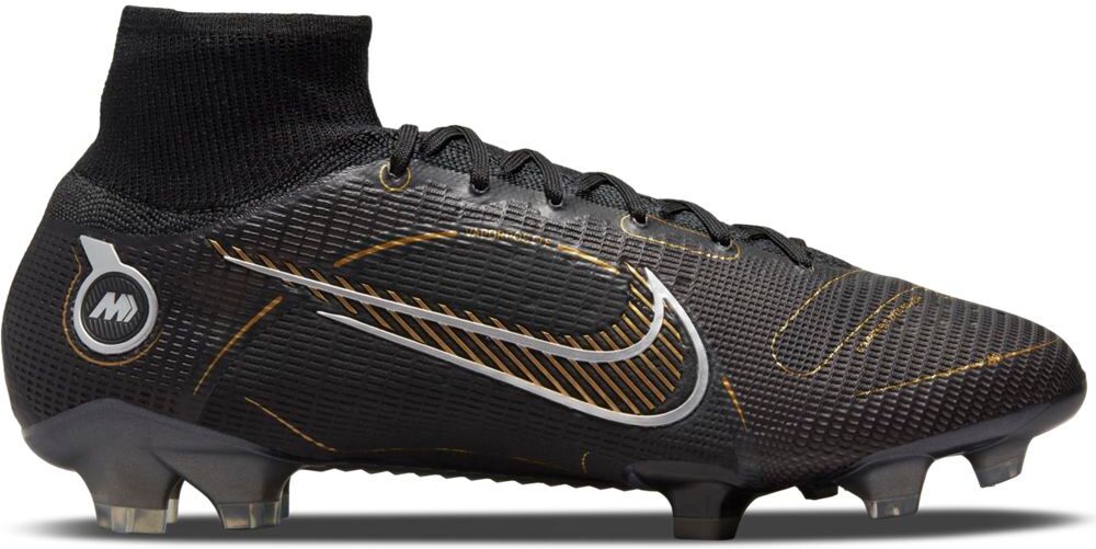 Nike Mercurial Superfly 8 Elite Gras Voetbalschoenen (FG) Zwart Donkergrijs Goud - 46