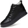 MOEIDO Veterschoenen voor heren Increased Men Leather Casual Shoes Height Increasing Mens Sneakers High Top Mens Shoes White (Color : Schwarz, Size : 41 EU)