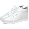 jonam Herenschoenen Increased Men Leather Casual Shoes Height Increasing Mens Sneakers High Top Mens Shoes White (Color : White, Size : 44 EU)