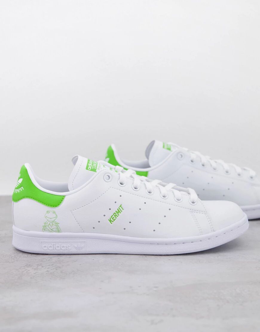adidas Originals x Disney Sustainable Stan Smith trainers with Kermit the Frog graphic in white  White