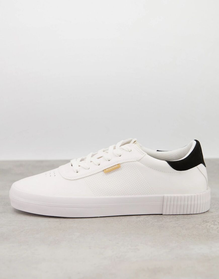 Bershka trainer with contrast back panel in white-Black  Black