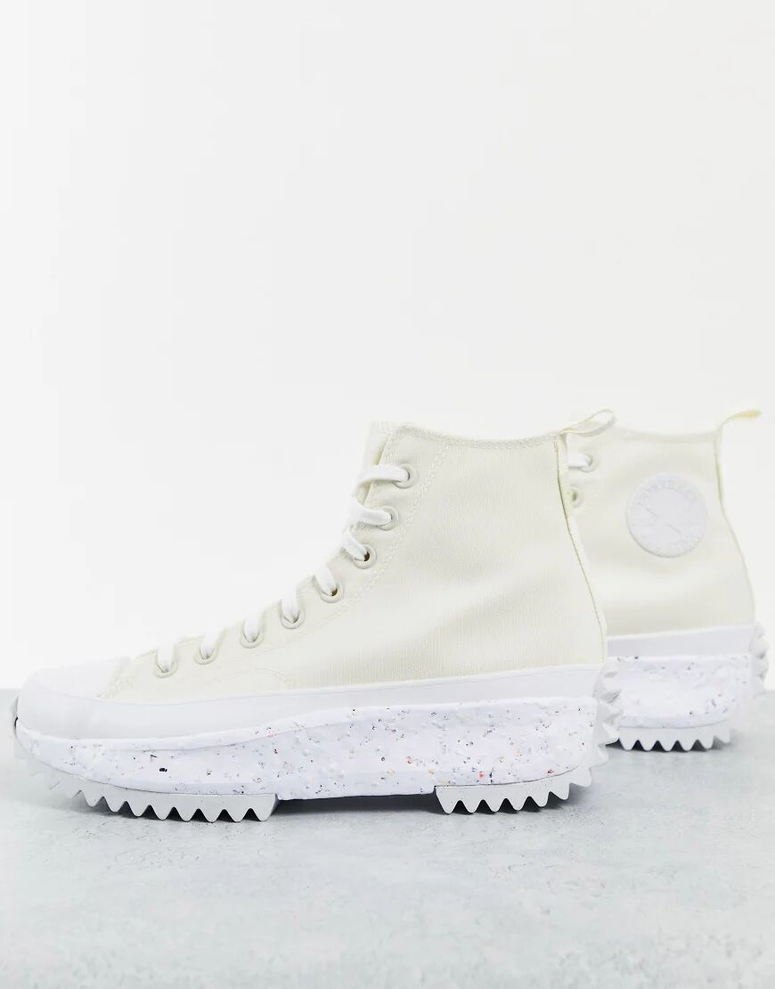 Converse Run Star Hike Hi Hybrid texture trainers in cream-White  White