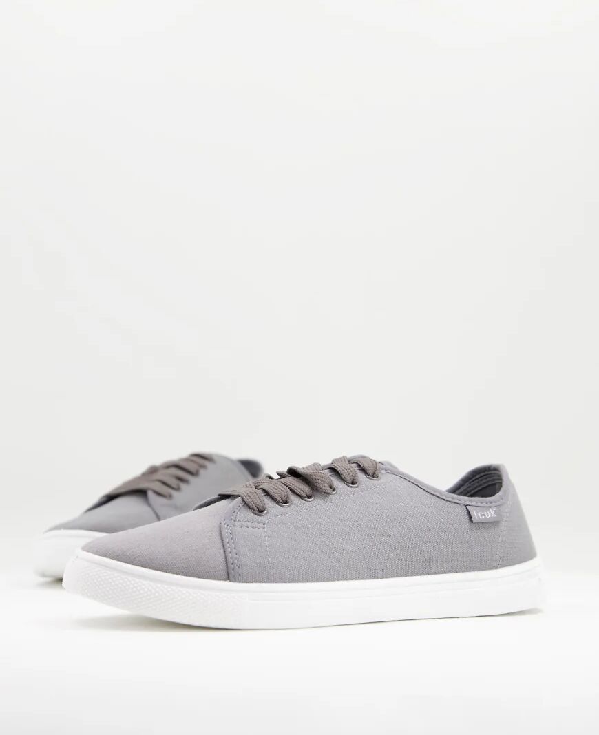 French Connection plimsoll trainers in grey  Grey