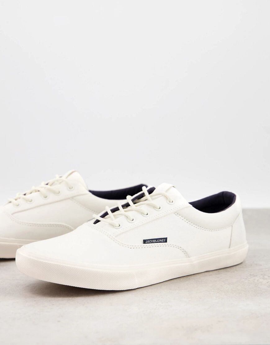 Jack & Jones lace up trainers in white  White