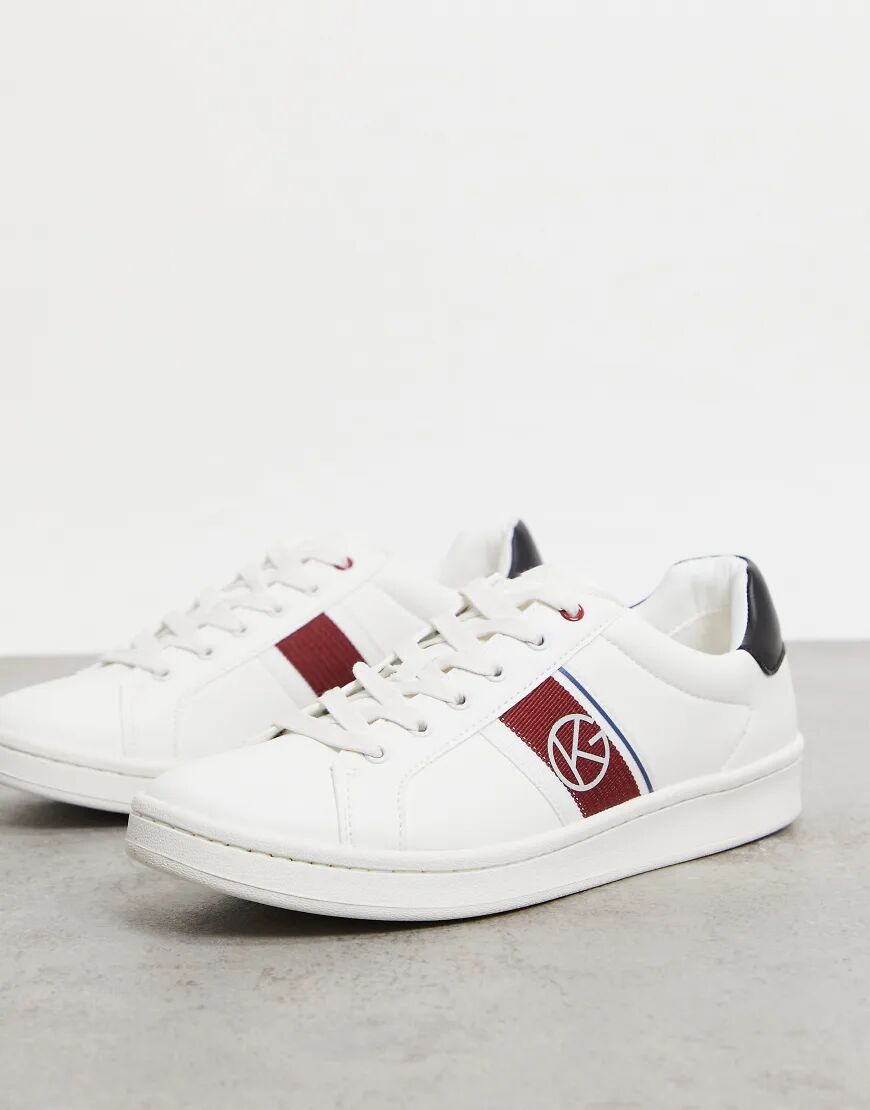 KG Kurt Geiger wheeler side stripe trainers in white and red  White