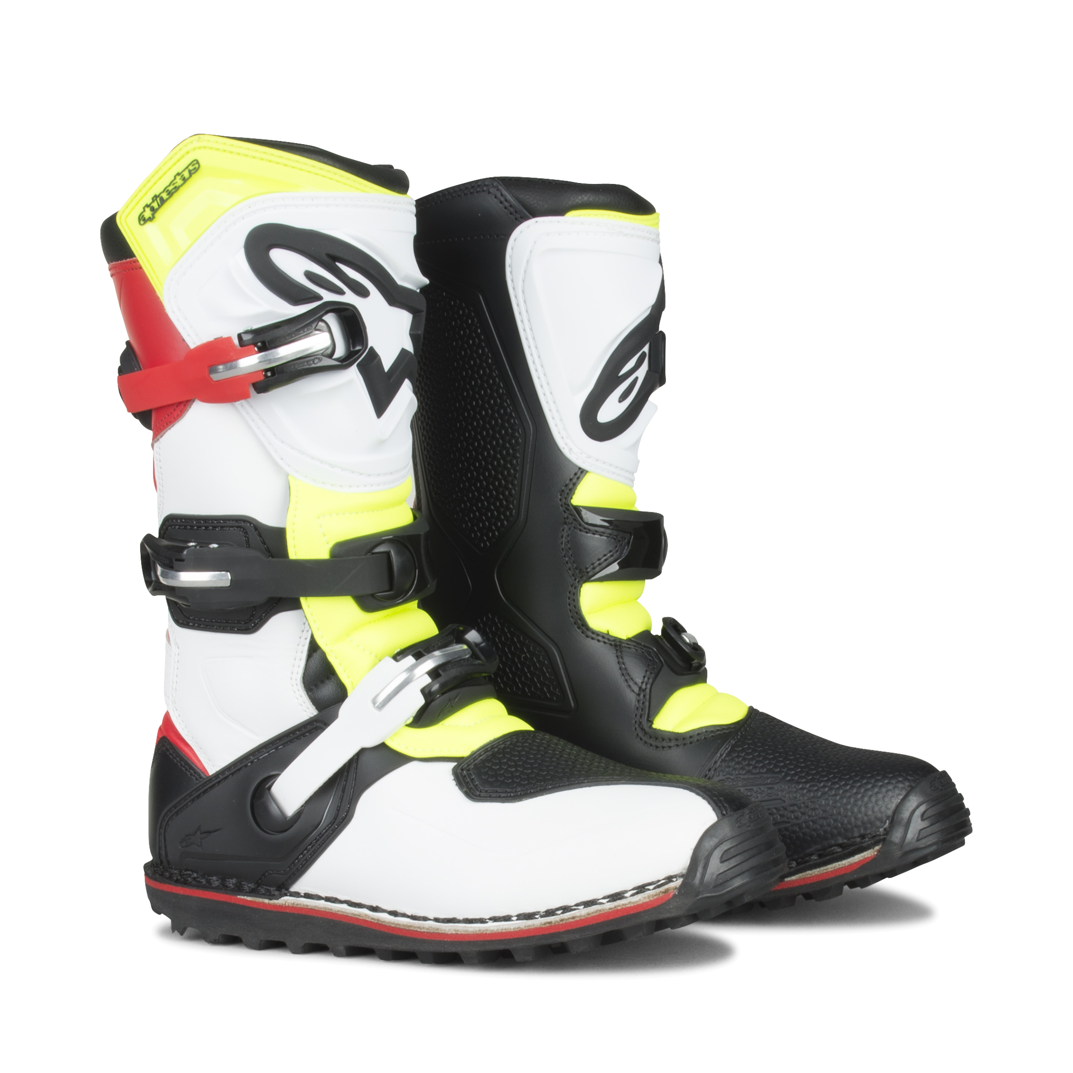 Alpinestars Trialstøvler Tech T Off-Road Hvit-Rød-Gul Fluo-Svart