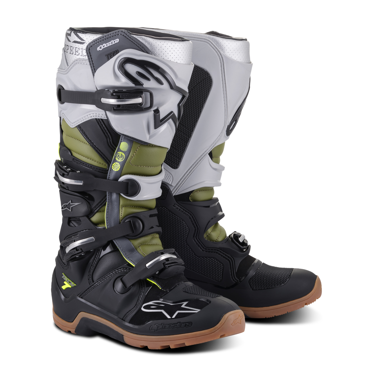 Alpinestars Crosstøvler Alpinestars Tech 7 Enduro Svart-Sølv-Grønn