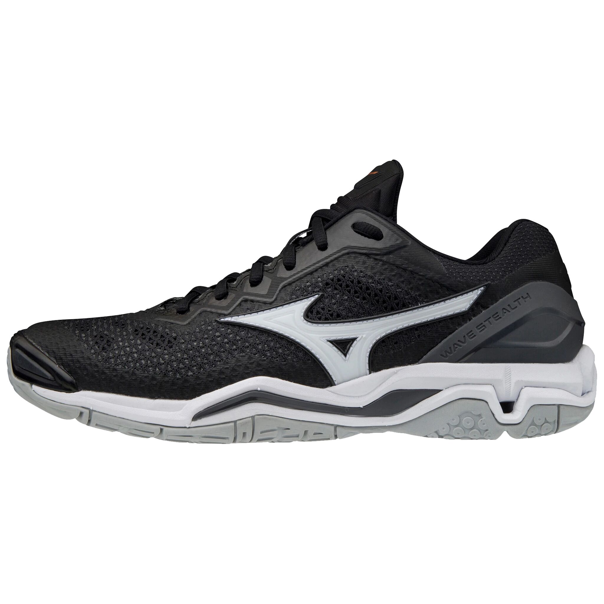 Mizuno Wave Stealth V U, hallsko unisex 46 Black / White / Ebon