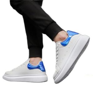 Ccafret Mens Gym Shoes Small White Shoes Men'S Thick Soled Sneakers Outdoor Leisure Running Sneakers Non Slip Flat Shoes (Color : White Blue, Size : 6.5 Uk)