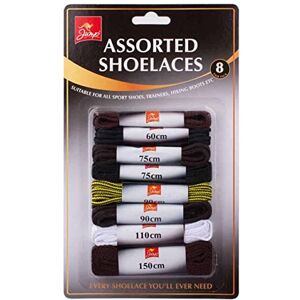 Shop4allsorts Pack Of 8 Assorted Shoe Laces Replacements Brown Black White Trainers Shoes Hiking Boots