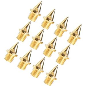 Milageto 12 Pieces Track Shoe Spikes Track and Field Running Spikes Track Accessories Gold Metal Track Spikes for Practice Competition, Style B