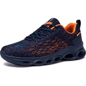 Fates Tex Waterproof Running Shoes Men Trainers Rain Fashion Sneaker Casual Outdoor Fitness Lightweight Jogging Sport Shoes (Blue Orange,11 Uk)