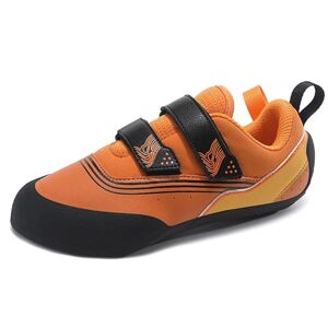 Damando Women Men Rock Climbing Shoes, Kids Child Bouldering Athletic Shoes Breathable Wall Climbing Sport Shoes,Orange,5 Uk