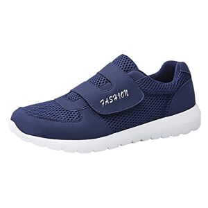 Unosheng Outdoor Shoes Men'S Winter 2023 Hook Loop Solid Colour Fly Woven Mesh Breathable Running Shoes Sneaker Socks Men, Blue, 8 Uk