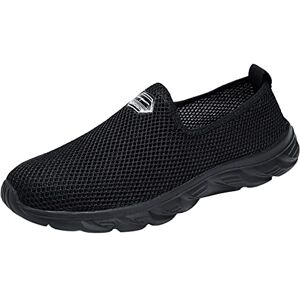 Iqyu Men'S Cycling Shoes With Pedals Fashion Men Mesh Casual Sports Shoes Slip On Plain Running Breathable Trainers With Soft Base Men'S Outdoor Shoes Summer, Black, 12.5 Uk