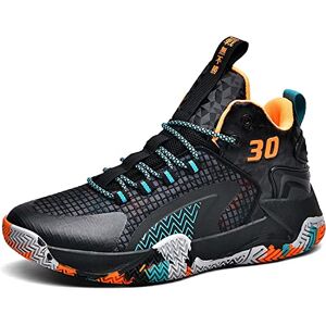 Bolognifi Men's High Top Basketball Shoes, Anti Slip Outdoor Rubber Indoor Flooring Training and Sports Shoes Youth Basketball Boots (Color : Black, Size : 7 UK)