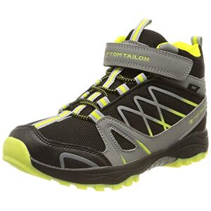 TOM TAILOR 4271102 Walking Shoe, Black Grey Neon Yellow, 4 UK