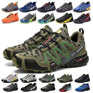 Kuxuan Men'S Cycling Shoes-Indoor Cycling Shoes Without Lock,Waterproof Mountain Bike Cycling Shoes,Non-Slip Outdoor Sports Shoes,Green2-46