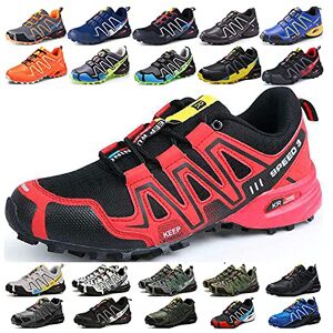 Kuxuan Men'S Cycling Shoes-Indoor Cycling Shoes Without Lock,Waterproof Mountain Bike Cycling Shoes,Non-Slip Outdoor Sports Shoes,Red-45