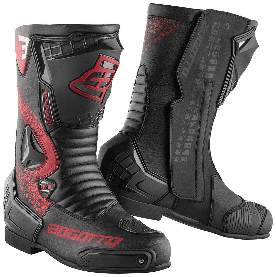 Photos - Motorcycle Boots Bogotto Losail Evo  Unisex Black Red Size: 40 bgtbot00813g