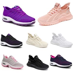 New Men Women Shoes Hiking Running Flat Shoes Soft Sole Fashion Purple White Black Comfortable Sports Color Blocking Q84-1 GAI