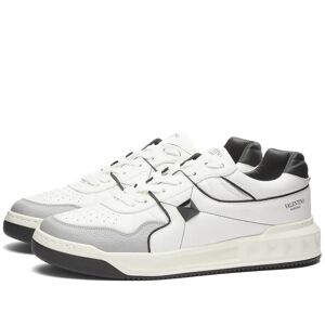 Valentino Men's One Stud Sneakers in White/Black/Pastel Grey, Size UK 10