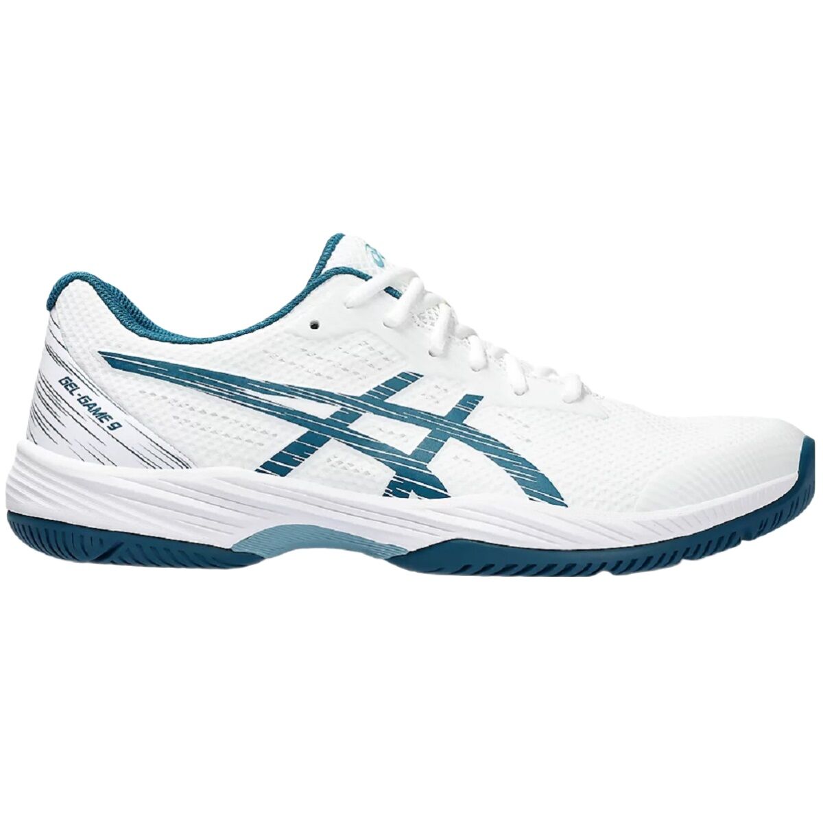 Asics Men's Gel-Game 9 Tennis Shoes (White/Restful Teal)