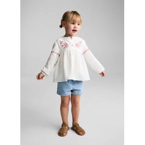 MANGO BABY Bestickte Baumwollbluse - Weiß - 5-6 - weiblich