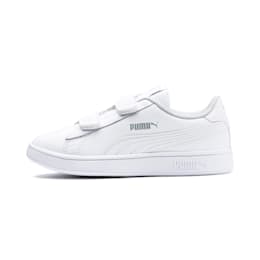 Puma Smash v2 Leder Kinder Sneaker Schuhe   Mit Aucun   Weiß   Größe: 32.5