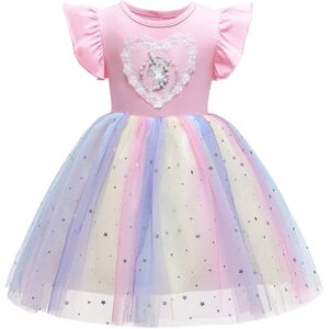 Unicorn Princess Tulle Flæsekjole til piger - Perfet Pink 6-7 Years