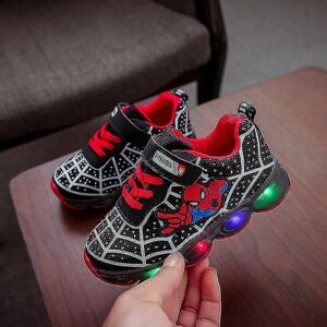 Børn Sportssko Spiderman Lighted Sneakers Børn Led Luminous Sko til drenge black 25