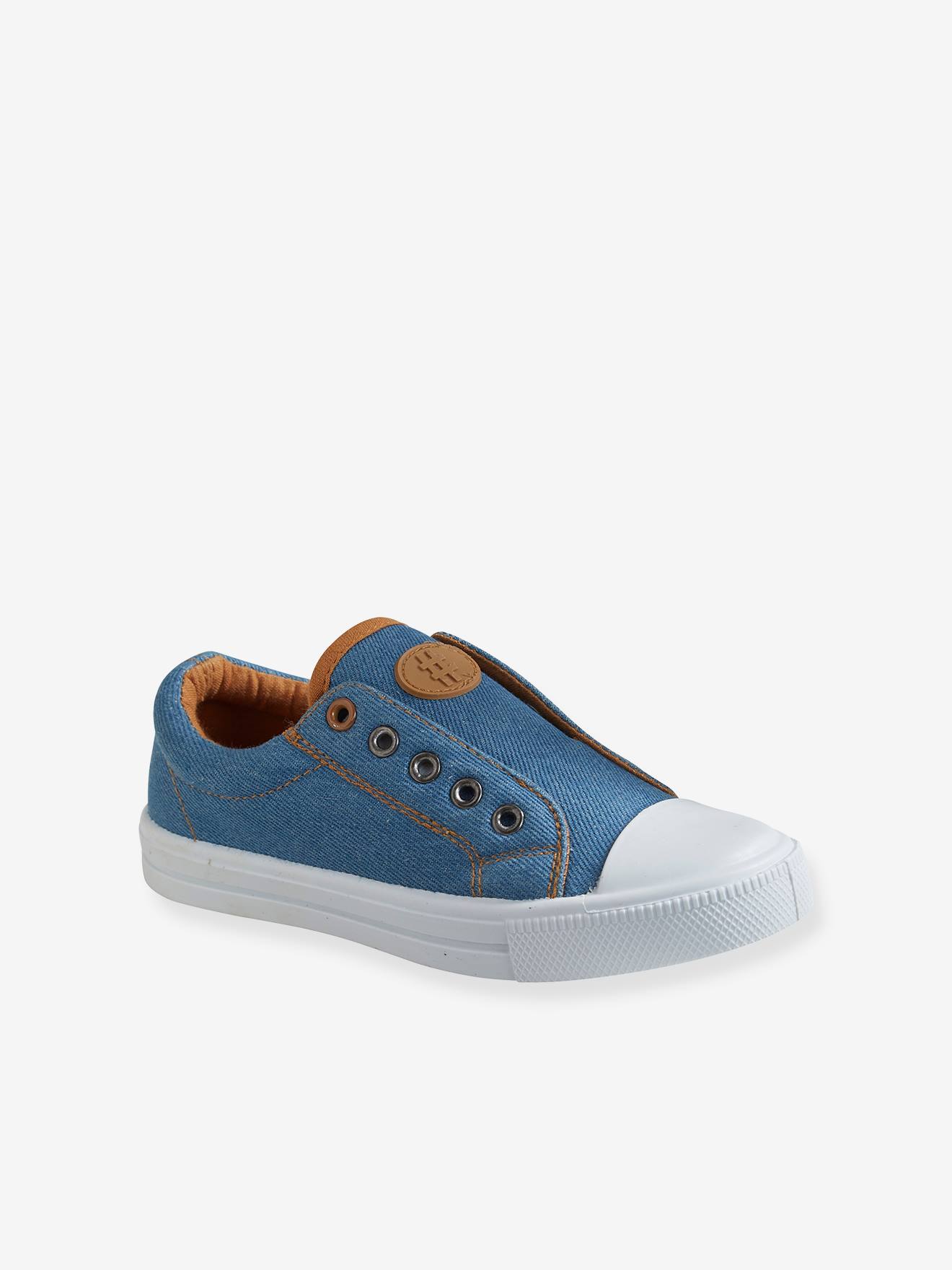 VERTBAUDET Zapatillas elásticas de tela para niño azul medio liso