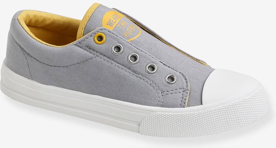 VERTBAUDET Zapatillas elásticas de tela para niño gris claro liso