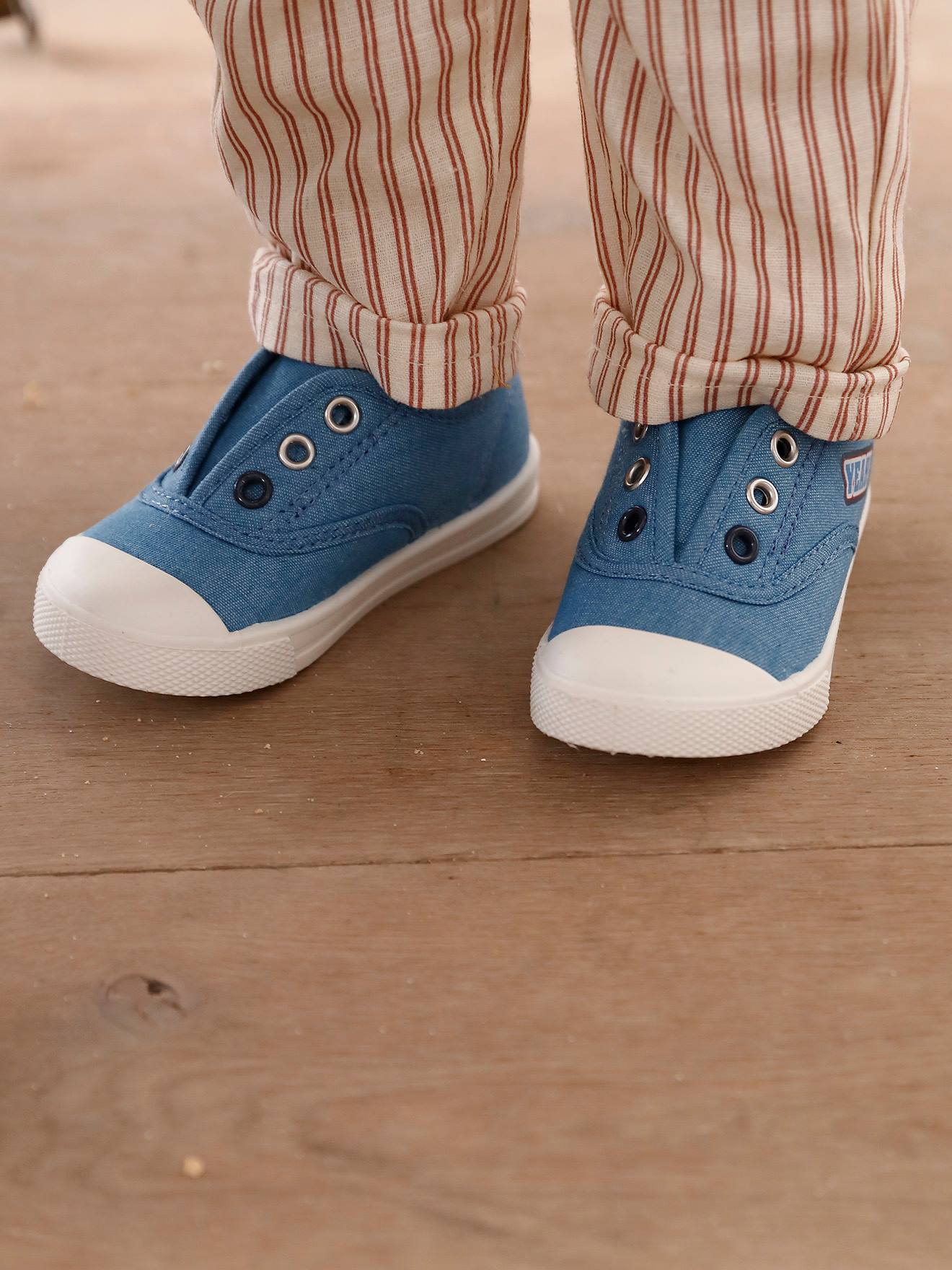 VERTBAUDET Zapatillas deportivas elásticas de lona para bebé azul jeans
