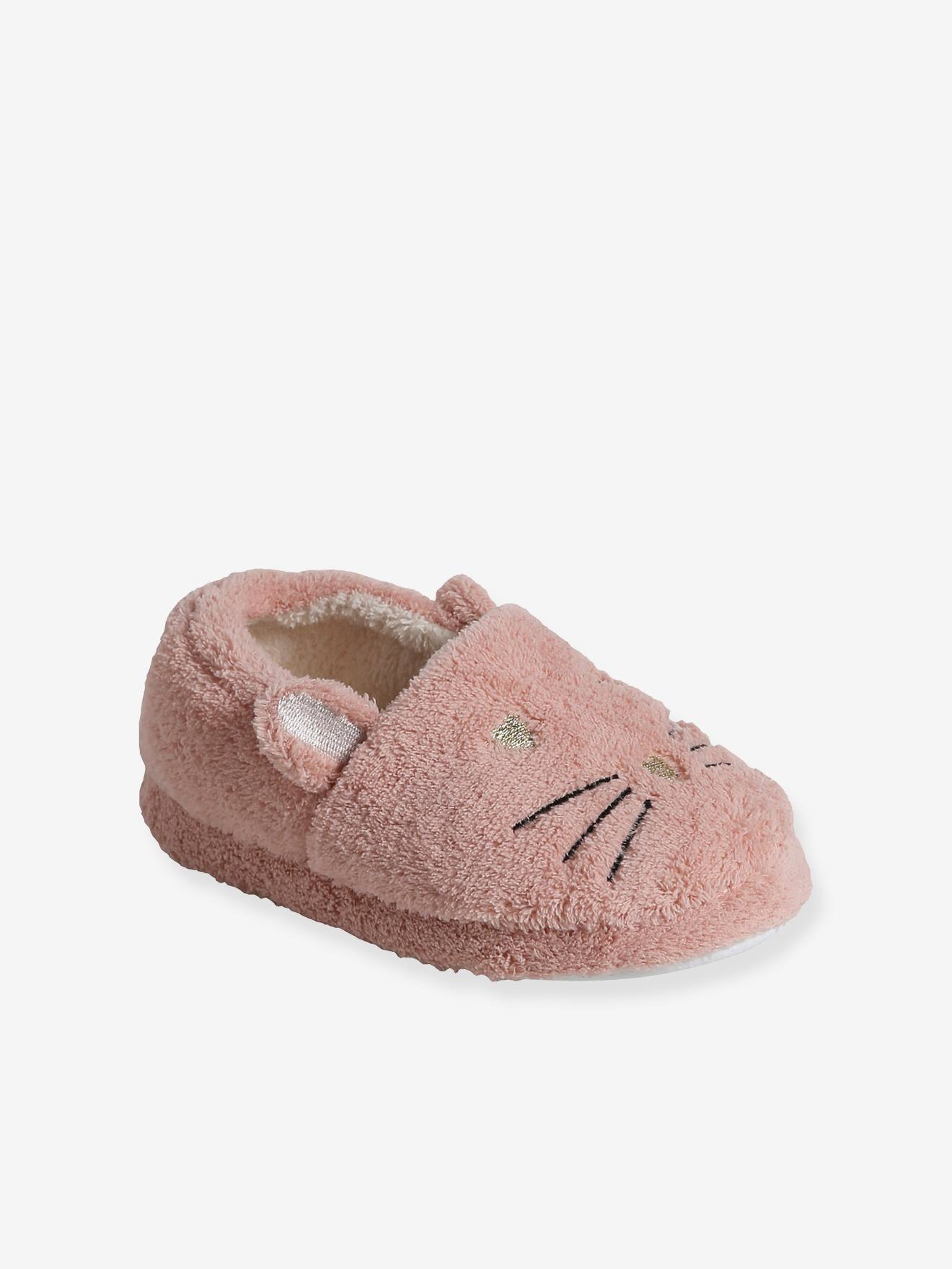 VERTBAUDET Zapatillas de casa estilo peluche infantiles gato rosa