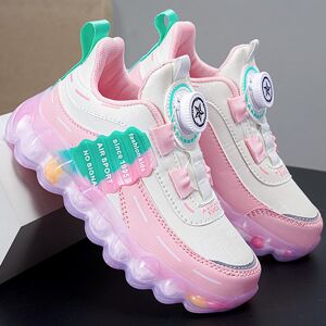 28-38 Children s Pink Leather Waterproof Rotation Buttons Sports Shoes Boys Basketball Sports Shoes Girl Sports Shoes - Publicité