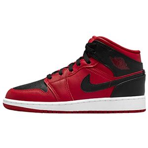 Nike Air Jordan 1 Mid GS Baskets 554725 Chaussures de sport UK US EU Noir Blanc, Gym Red Black White 660, 40 EU - Publicité