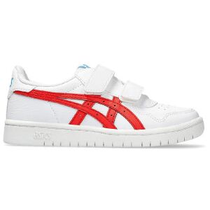 Asics unisex pour enfant. 1204A008 Trainers Japan white, red (33), Blanc, Plat, Velcro, Casuel, mode enfantine - Publicité