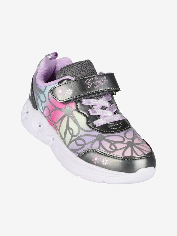 Giardino D'Oro Sneakers da bambina a fiori con luci Scarpe sportive bambina Grigio taglia 24