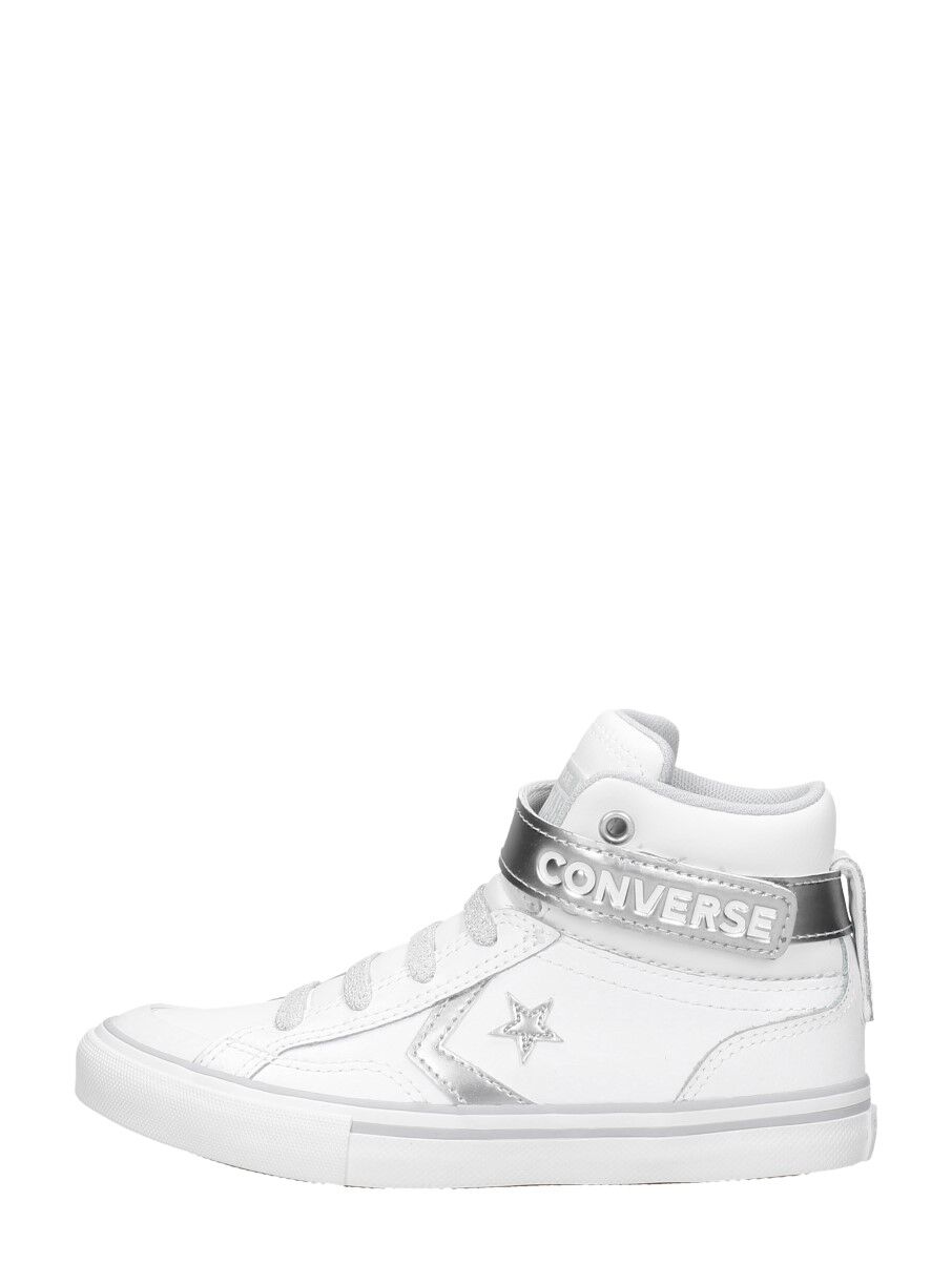 Converse - Pro Blaze Strap Metallic Leather - Hi  - Wit - Size: 34 - girls