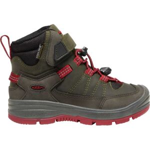 Keen Little Kids' Redwood Waterproof Boot Steel Grey/Red Dahlia 31, Steel Grey/Red Dahlia