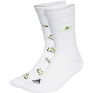 adidas Unisex Run x Ultraboost Shoe Love Graphic Socks 2 Pairs, White/Lucid Lemon/Black, 4.5-6